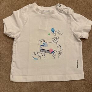Jacadi White Short-Sleeve Tee with Puppy Ball Graphic